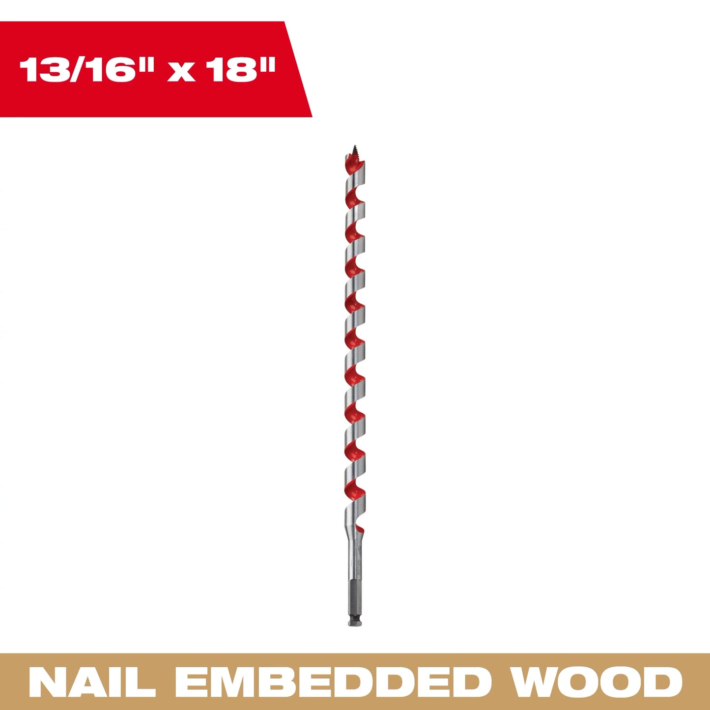 Milwaukee Tool 48-13-5810 13/16" x 18" Ship Auger Bit, 1 BIT