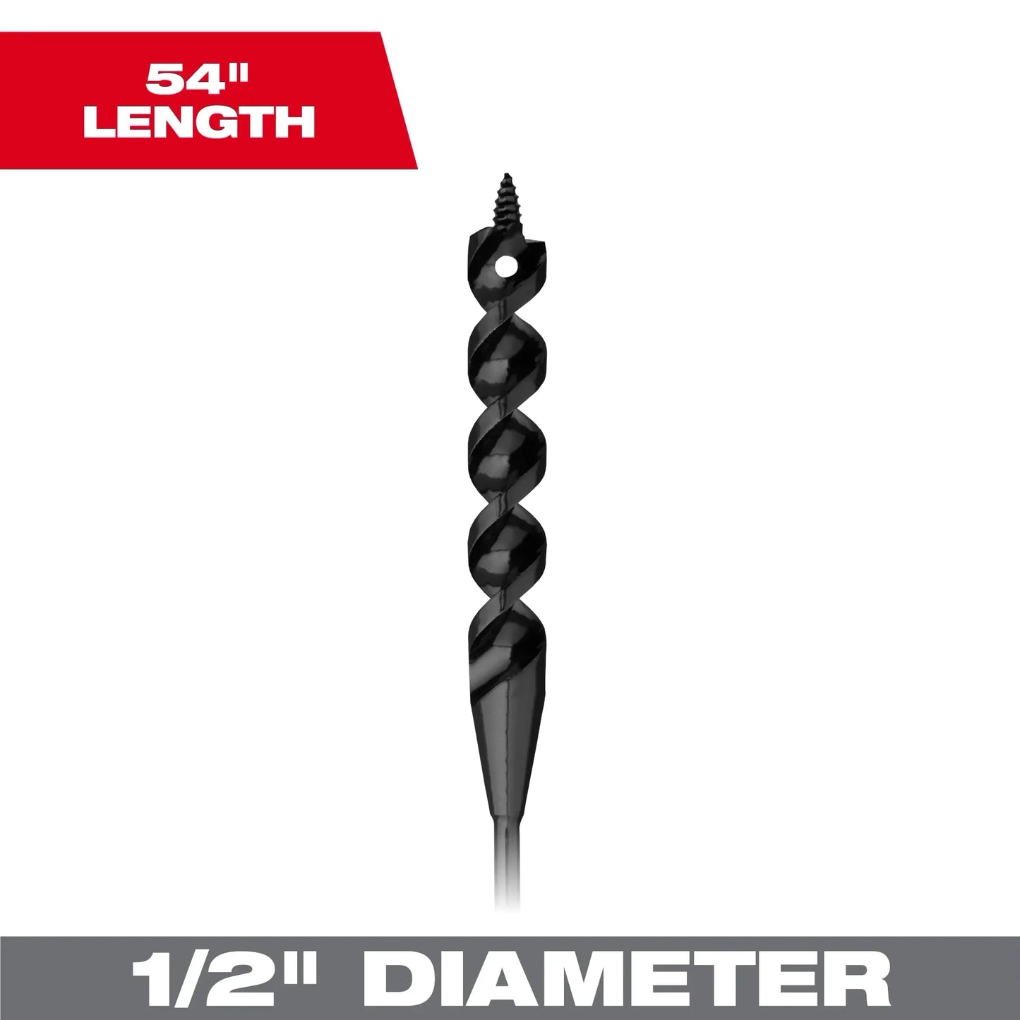 Milwaukee Tool 48-13-8250 1/2” x 54" Flexible Cable Auger Bit, 1 BIT