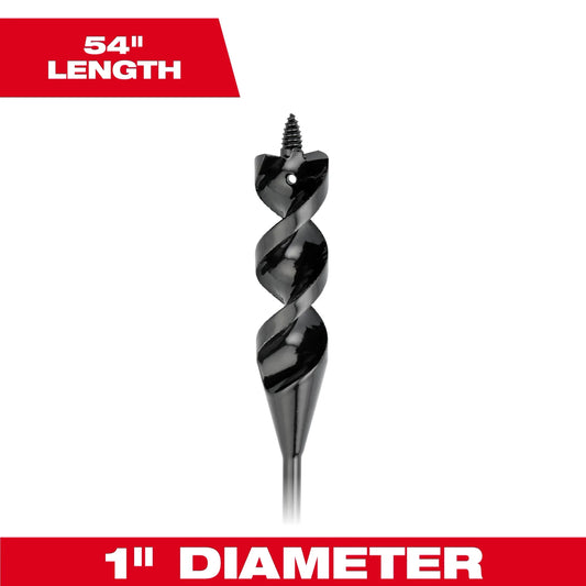 Milwaukee Tool 48-13-8285 1” x 54" Flexible Cable Auger Bit, 1 EA