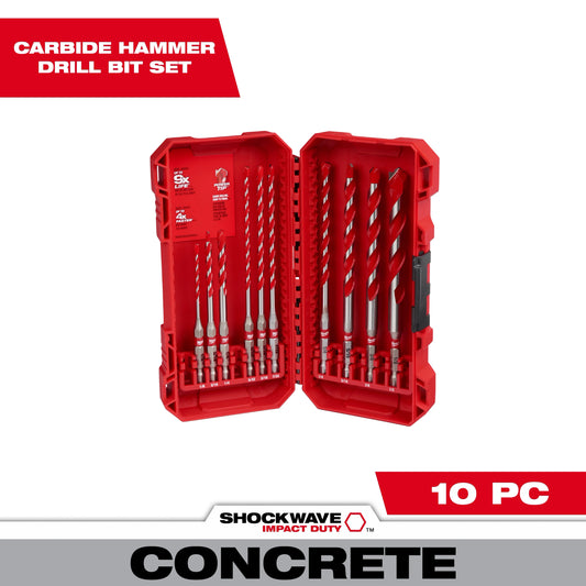 Milwaukee Tool 48-20-9058 10 PC SHOCKWAVE™ Impact Duty Carbide Hammer Drill Bit Set, 1 ST