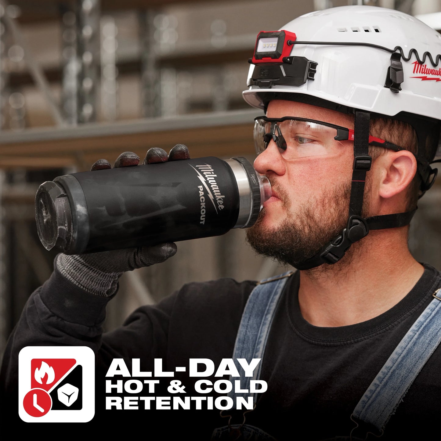 Milwaukee Tool 48-22-8396B PACKOUT 24oz Insulated Bottle with Chug Lid (Black), 1 EA