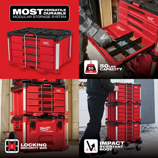 Milwaukee Tool 48-22-8444 PACKOUT 4 Drawer Tool Box, 1 EA