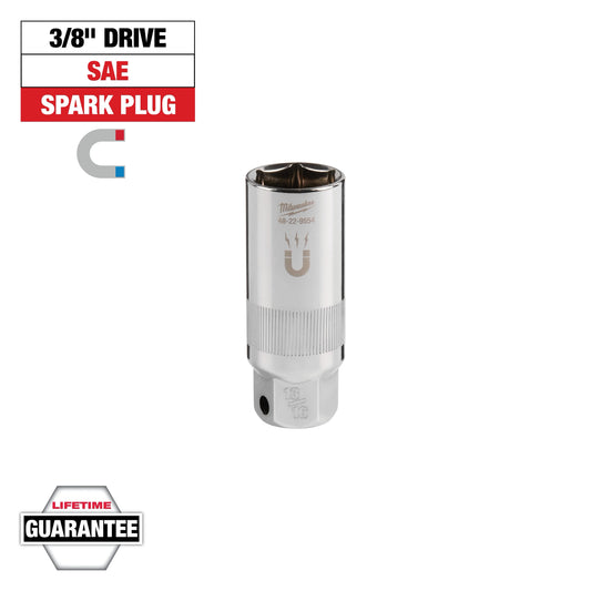 Milwaukee Tool 48-22-9554 3/8" Drive 13/16" Magnetic Spark Plug Socket, 1 EA