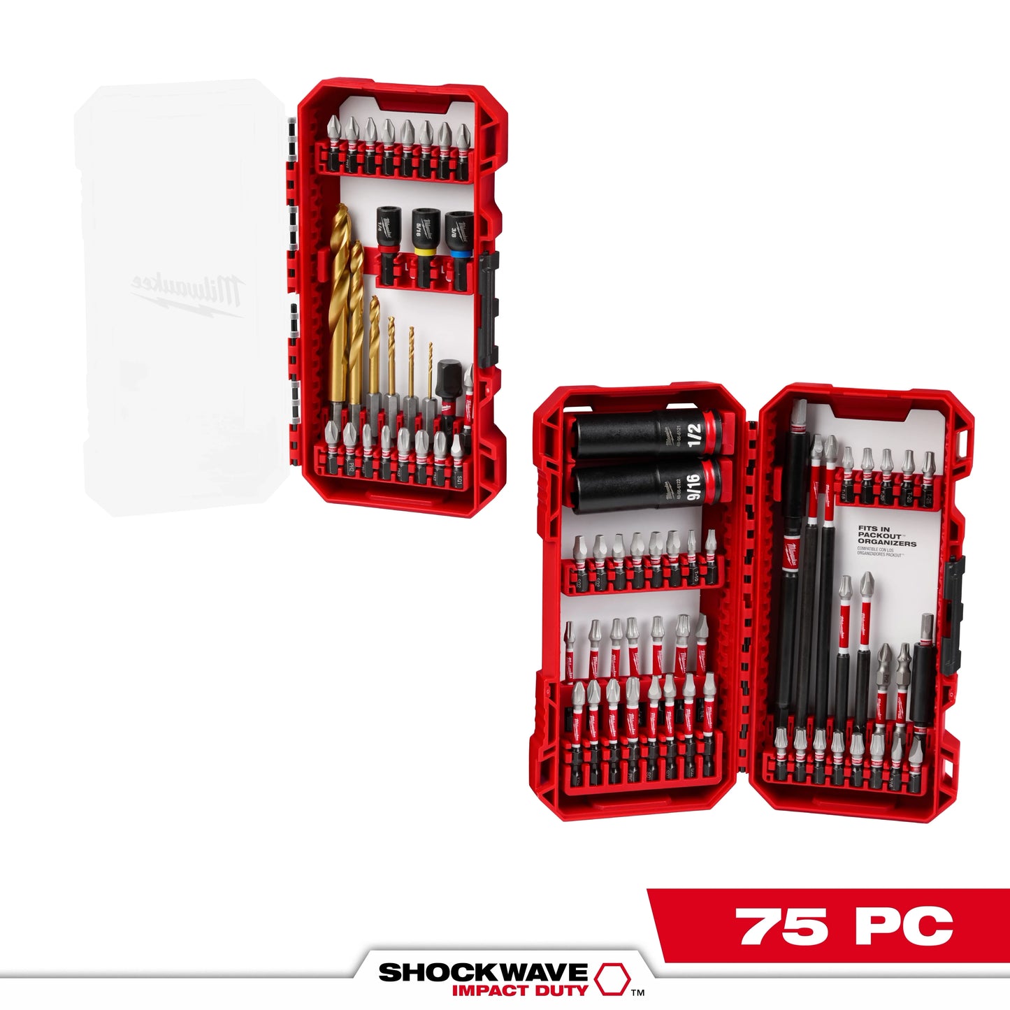 Milwaukee Tool 48-32-4098 75 PC SHOCKWAVE™ Impact Duty Drill, Drive & Fasten Set, 1 ST