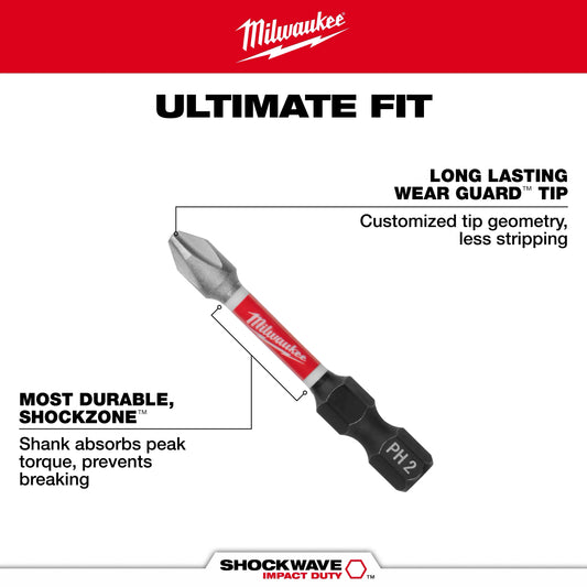 Milwaukee Tool 48-32-4312 Shockwave PH2/T25 Impact Double Ended Bit, 1 EA