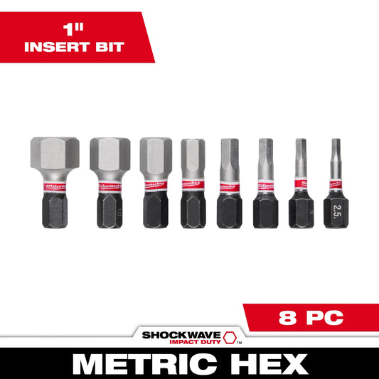 Milwaukee Tool 48-32-4617 8PC SHOCKWAVE™ Impact Duty 1" METRIC HEX Impact Duty Bit Set, 1 ST