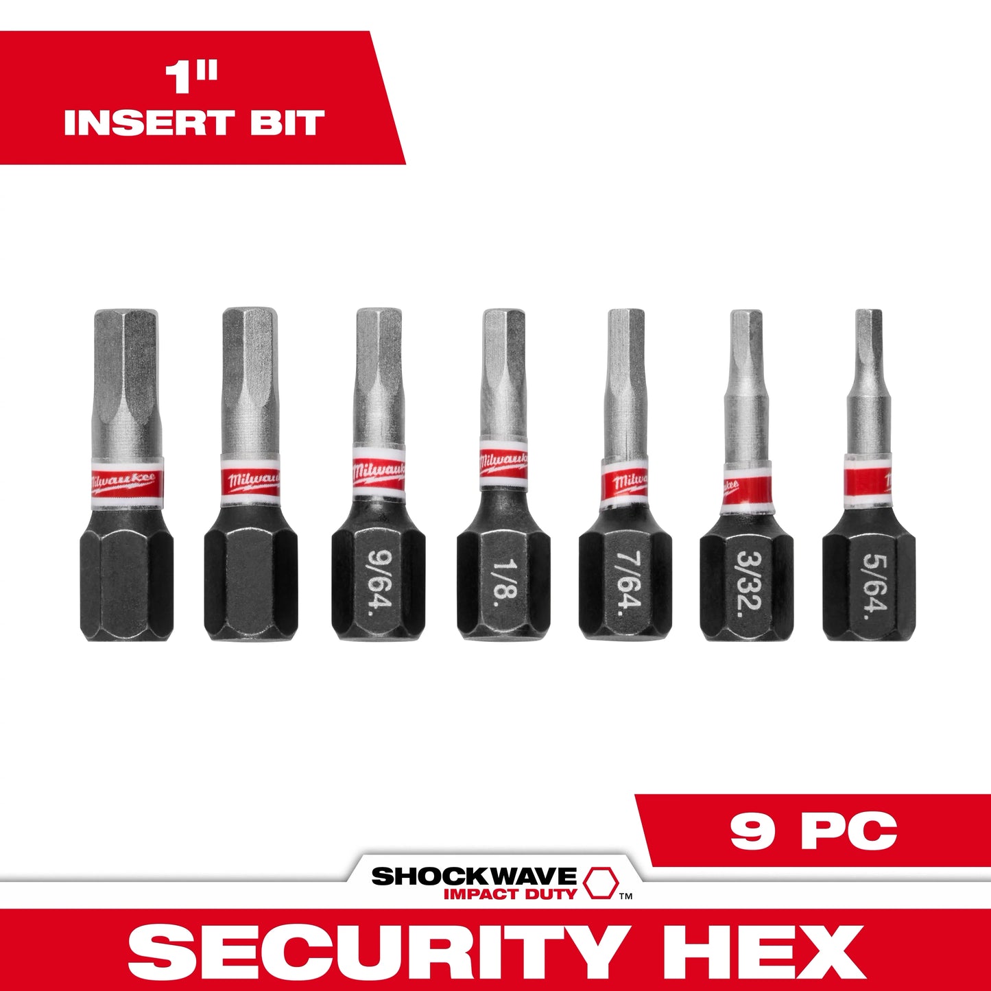 Milwaukee Tool 48-32-4619 7PC SHOCKWAVE™ Impact Duty 1" Hex Security Insert Bit Set, 1 ST