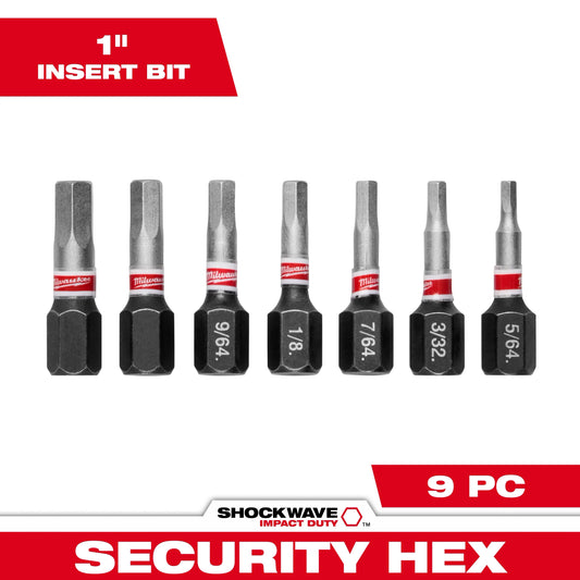 Milwaukee Tool 48-32-4619 7PC SHOCKWAVE™ Impact Duty 1" Hex Security Insert Bit Set, 1 ST