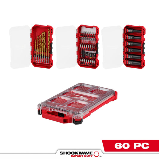 Milwaukee Tool 48-32-5162 SHOCKWAVE™ Impact Duty 60PC Drill, Drive & Fasten with PACKOUT™, 1 ST