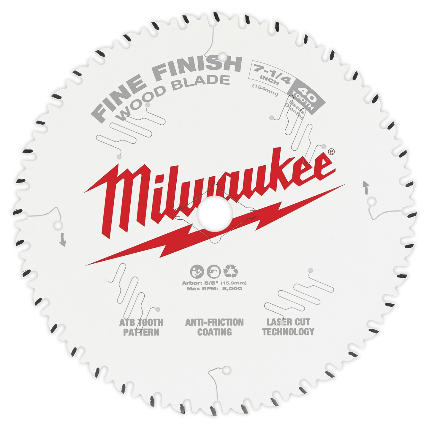 Milwaukee Tool 48-40-0524 5-3/8" 36T Fine Finish Circular Saw Blade, 5 EA/PK