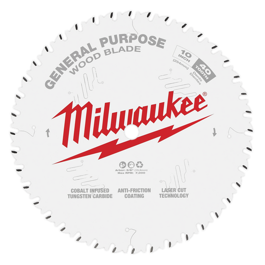 Milwaukee Tool 48-40-1036 2 PC Circular Saw Wood Cutting Blades (10" 40T + 60T), 1 ST