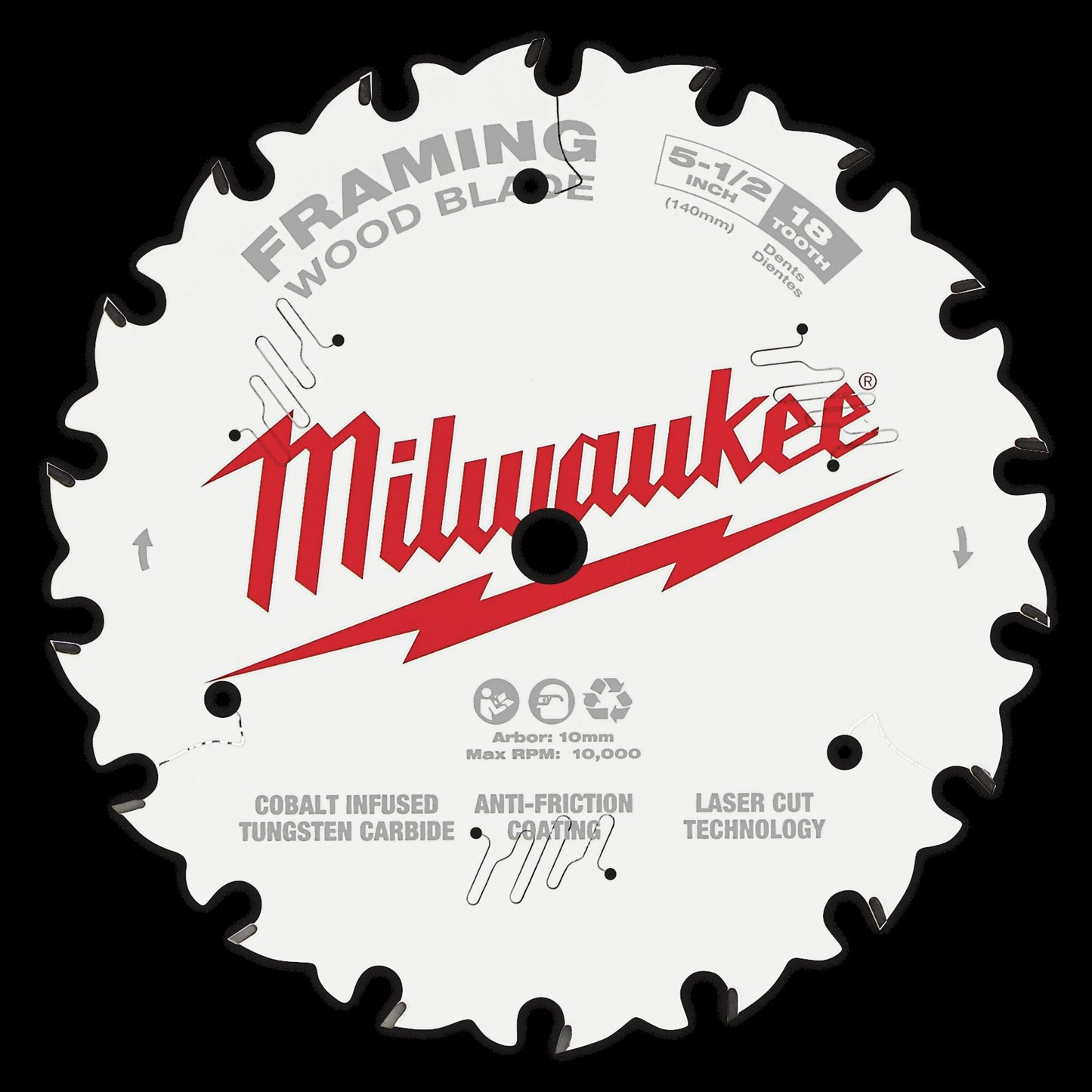 Milwaukee Tool 48-40-1038 10-1/4" Framing Wood Cutting Circular Saw Blade w/ 28 ATB Teeth @ 15-Degree Grind 5/8" Arbor, 1 EA