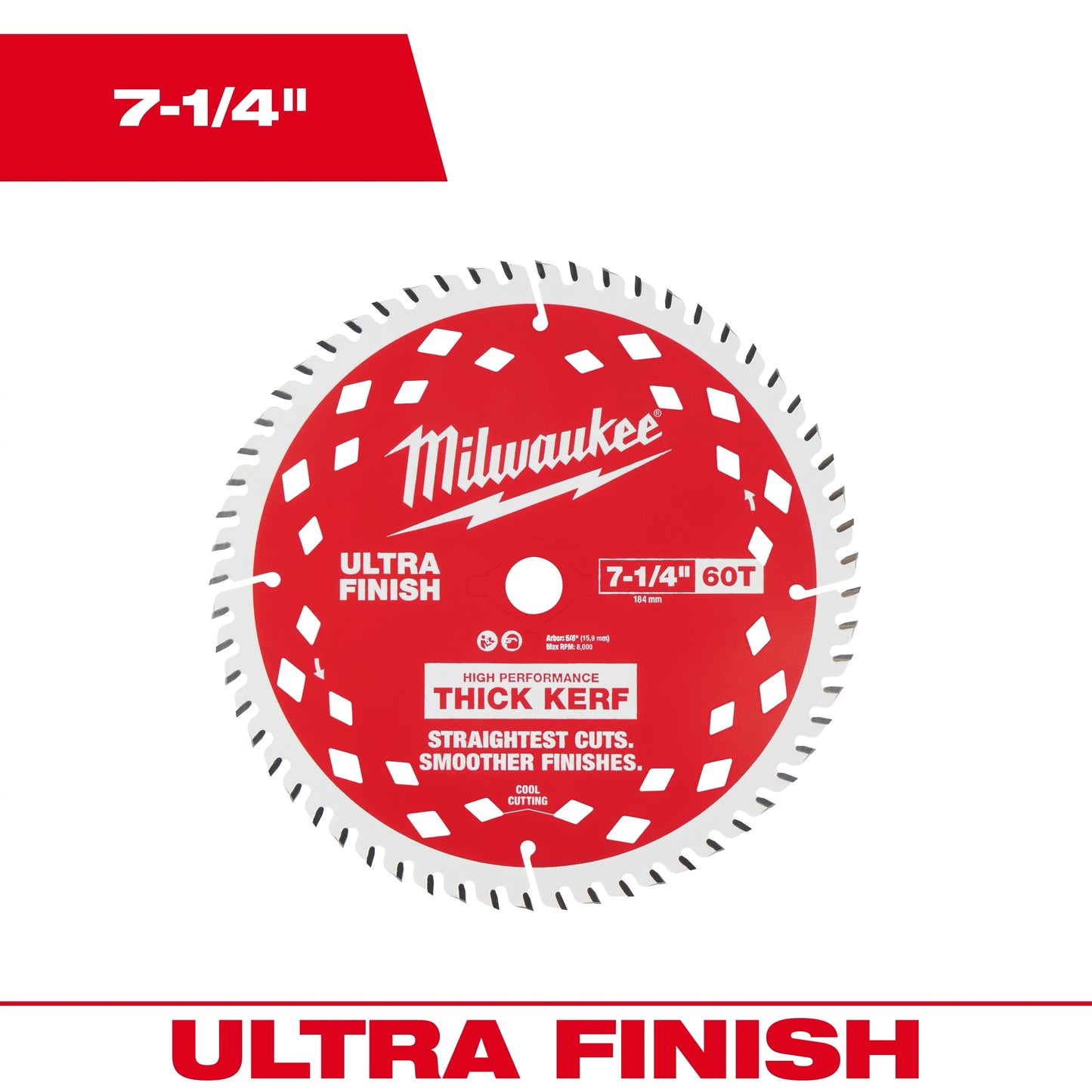 Milwaukee Tool 48-40-1228 12" Ultra Fine Finish Wood Cutting Circular Saw Blade w/ 100 ATB Teeth 1" Arbor, 1 EA