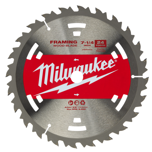 Milwaukee Tool 48-41-0710 7-1/4" 24T Construction Framing Blades Bulk 10, 10 EA/PK