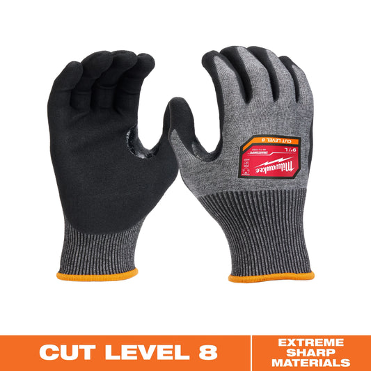 Milwaukee Tool 48-73-7021 Cut Level 8 High-Dexterity Nitrile Dipped Gloves (Medium), 6 PR/PK