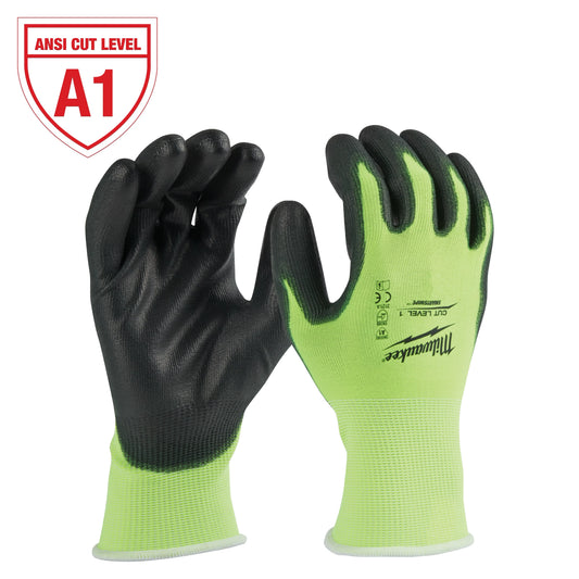 Milwaukee Tool 48-73-8914 Cut 1 Hight Visibility Polyurethane Dipped Gloves (XXL), 6 PR/PK