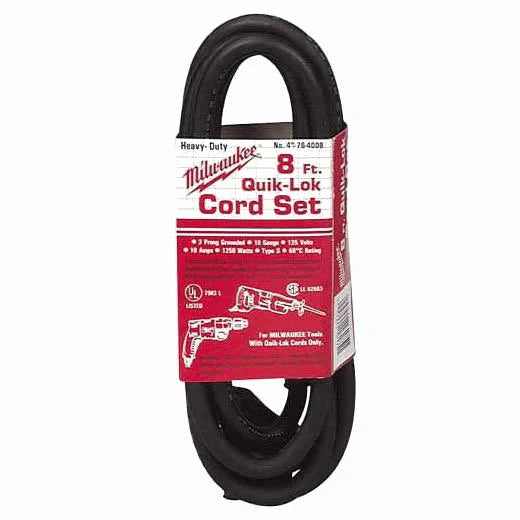 Milwaukee Tool 48-76-4008 8' 3-Wire QUIK-LOK® Cord, 1 SET