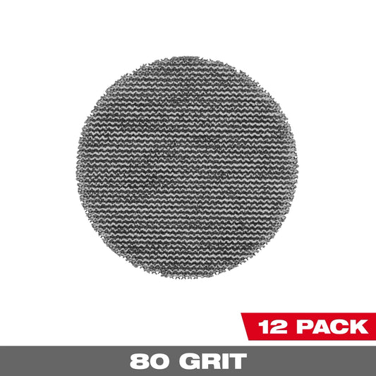 Milwaukee Tool 48-80-6080 3" 80 Grit Mesh Sanding Discs with POWERGRID Tear Resistant Mesh w/ Pad Saver, 1 ST