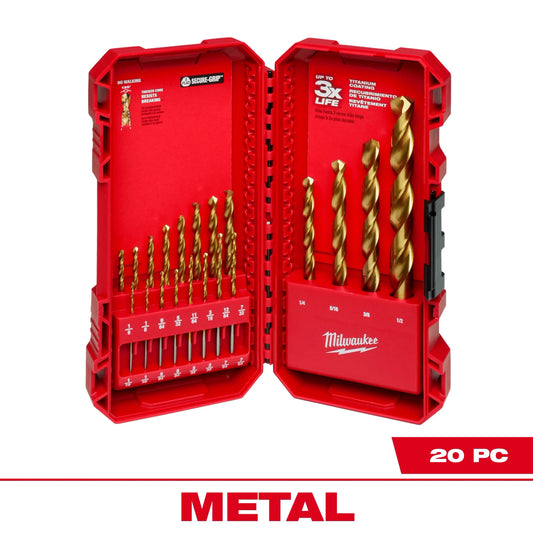 Milwaukee Tool 48-89-1105 20PC THUNDERBOLT® Titanium Drill Bit Set, 5 SET/CS