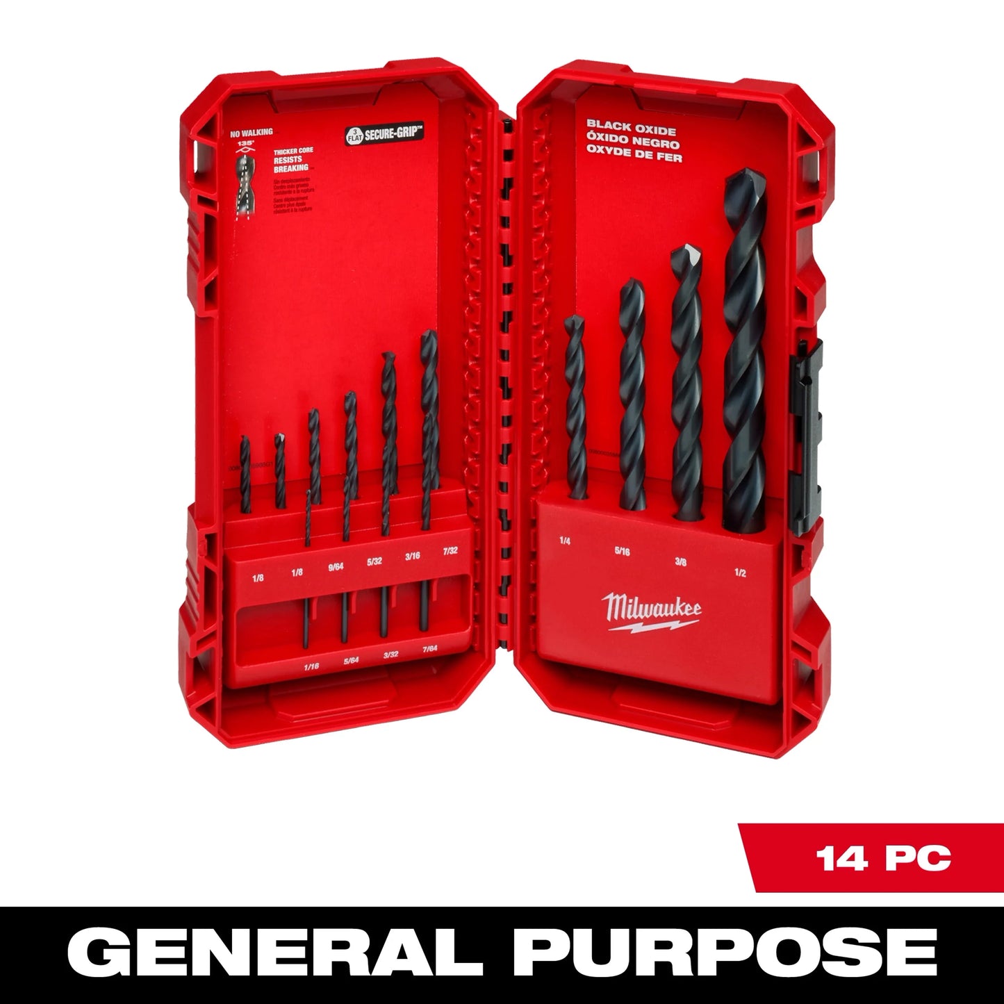 Milwaukee Tool 48-89-2800 14PC THUNDERBOLT® Black Oxide Drill Bit Set, 1 KT