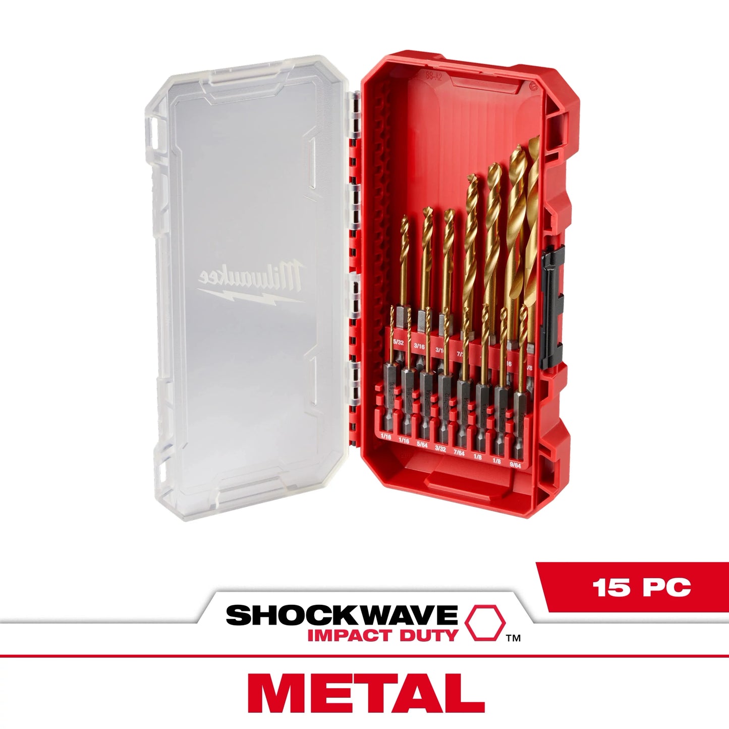 Milwaukee Tool 48-89-4670 15PC SHOCKWAVE™ Impact Duty RED HELIX™ Titanium Drill Bit Set, 1 ST