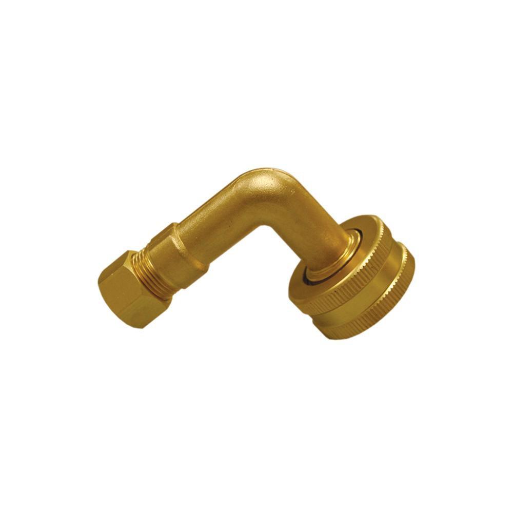Jones Stephens G20086LF 3/4" FGHT x 3/8" OD Compression Garden Hose Fitting with 90° Elbow for Dishwasher Connector