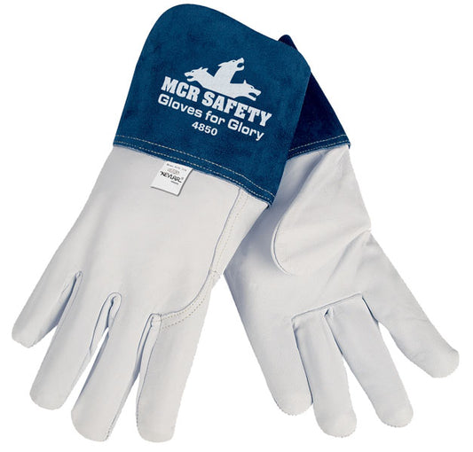 MCR Safety 4850L MCR Safety Gloves For Glory Leather Welding Work Gloves Premium Grain Goatskin Leather 4.5 Inch Split Cowskin Leather Cuff (1 DZ)