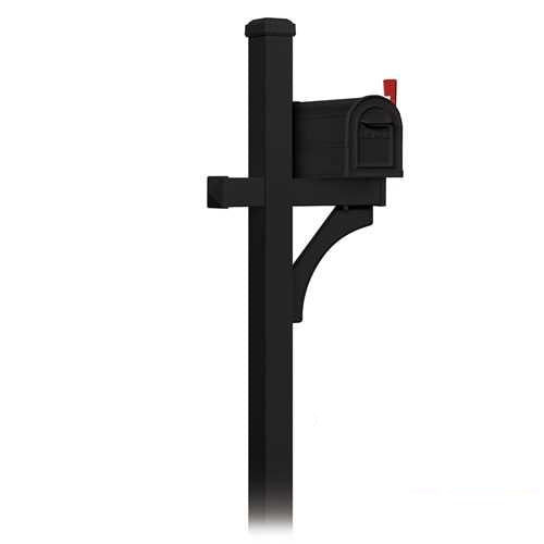 Mailboxes 4870BLK Salsbury Deluxe Mailbox Post - 1 Sided - In-Ground Mounted - Black