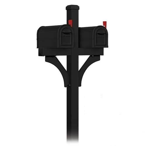 Mailboxes 4872BLK Salsbury Deluxe Mailbox Post - 2 Sided for (2) Mailboxes - In-Ground Mounted - Black