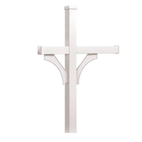 Mailboxes 4873WHT Salsbury Deluxe Mailbox Post - 2 Sided for (3) Mailboxes - In-Ground Mounted - White