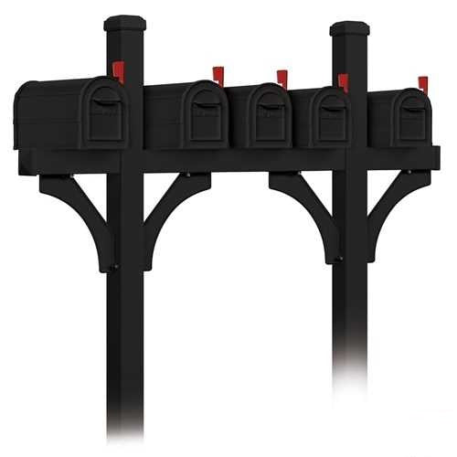 Mailboxes 4875BLK Salsbury Deluxe Mailbox Post - Bridge Style for (5) Mailboxes - In-Ground Mounted - Black