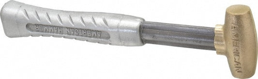 American Hammer AM1BRAG Non-Marring Hammer, 1 lb, 1" Face Dia, Brass Head