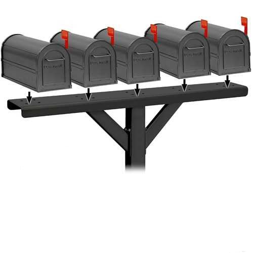 Mailboxes 4885BLK Salsbury Spreader - 5 Wide with 2 Supporting Arms - for Rural Mailboxes - Black