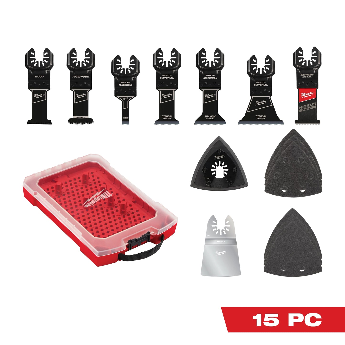 Milwaukee Tool 49-10-9114 15 PC Universal Fit Oscillating Multi-Tool Blade Set, 1 ST