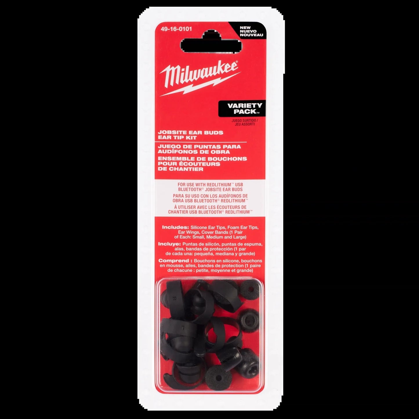Milwaukee Tool 49-16-0101 Jobsite Earbuds Ear Tip Kit, 1 ST