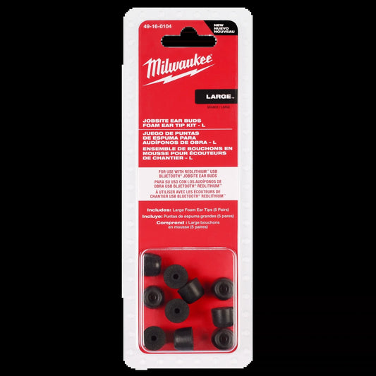 Milwaukee Tool 49-16-0104 Jobsite Earbuds Foam Ear Tip Kit - L, 1 ST