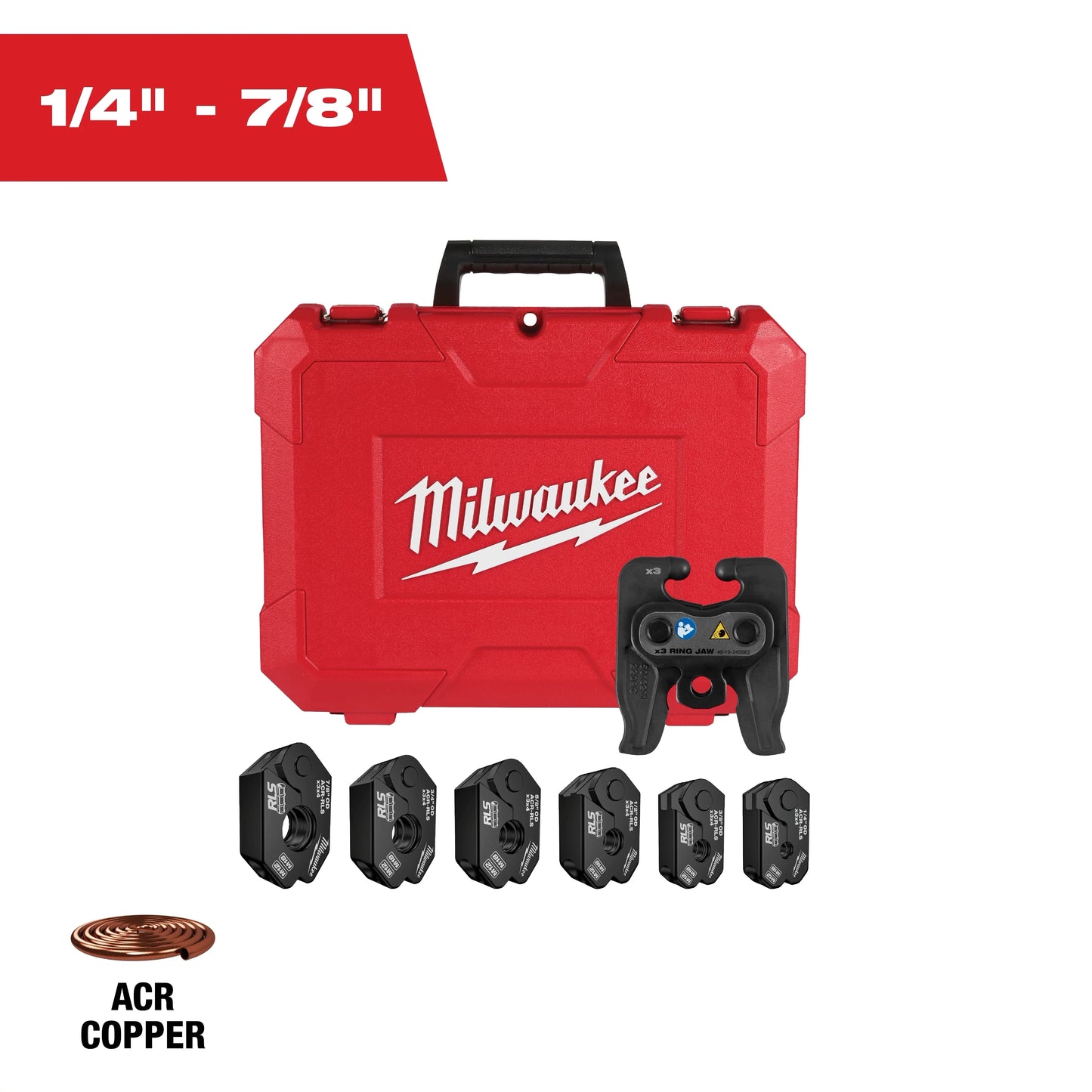 Milwaukee Tool 49-16-2461RX 1/4" - 7/8" RLS Pivoting Press Ring Kit for M12 FORCE LOGIC Press Tool, 1 ST