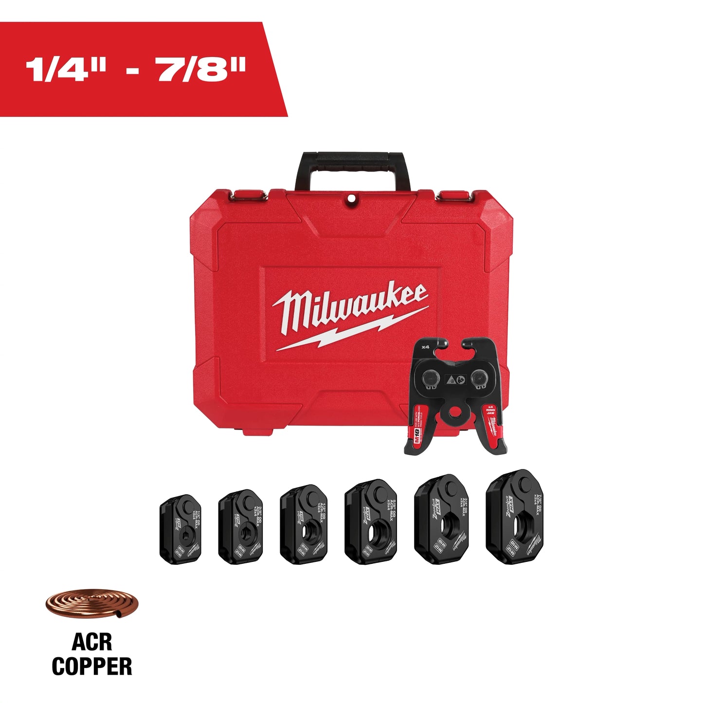 Milwaukee Tool 49-16-2661ZX 1/4" - 7/8" ZoomLock MAX and MaxiPro Pivoting Press Ring Kit for M18 FORCE LOGIC Press Tools, 1 EA