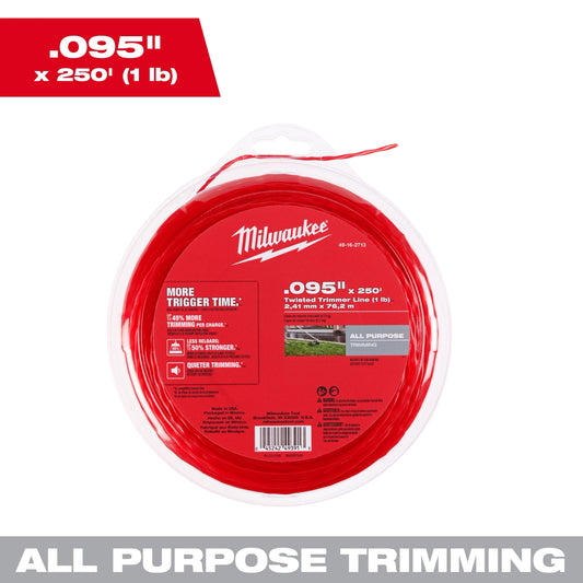 Milwaukee Tool 49-16-2713 .095" x 250’ (1 lb.) Twisted Trimmer Line, 1 EA