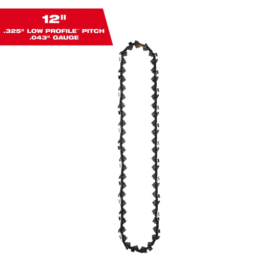Milwaukee Tool 49-16-2742 12" .325" LOW PROFILE™ Pitch, .043" Gauge Saw Chain, 1 EA