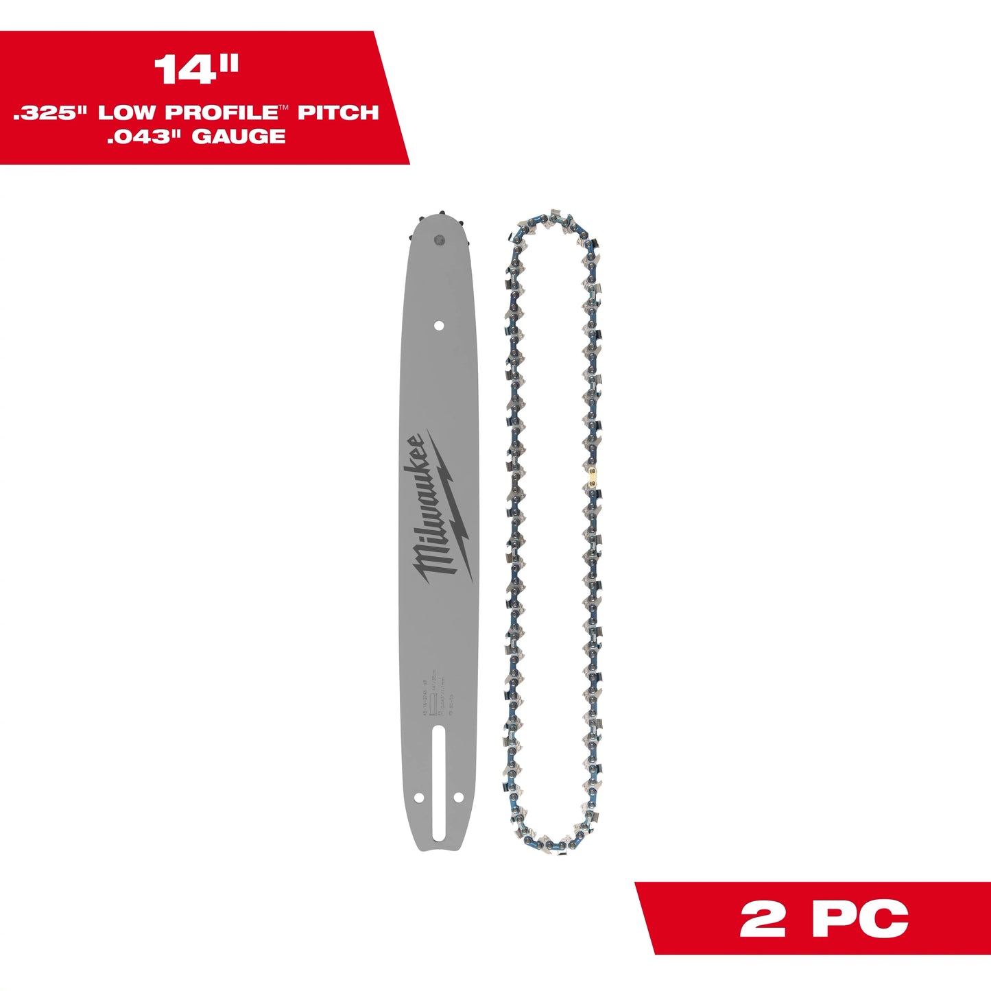 Milwaukee Tool 49-16-2820 14" .325" LOW PROFILE™ Pitch, .043" Gauge Saw Chain and Guide Bar Set, 1 ST