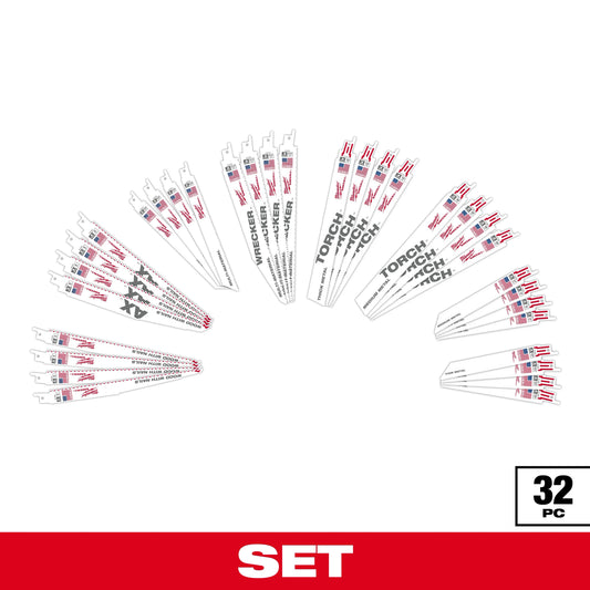 Milwaukee Tool 49-22-1132 32PC Wood and Metal Cutting SAWZALL® Blade Set, 1 ST