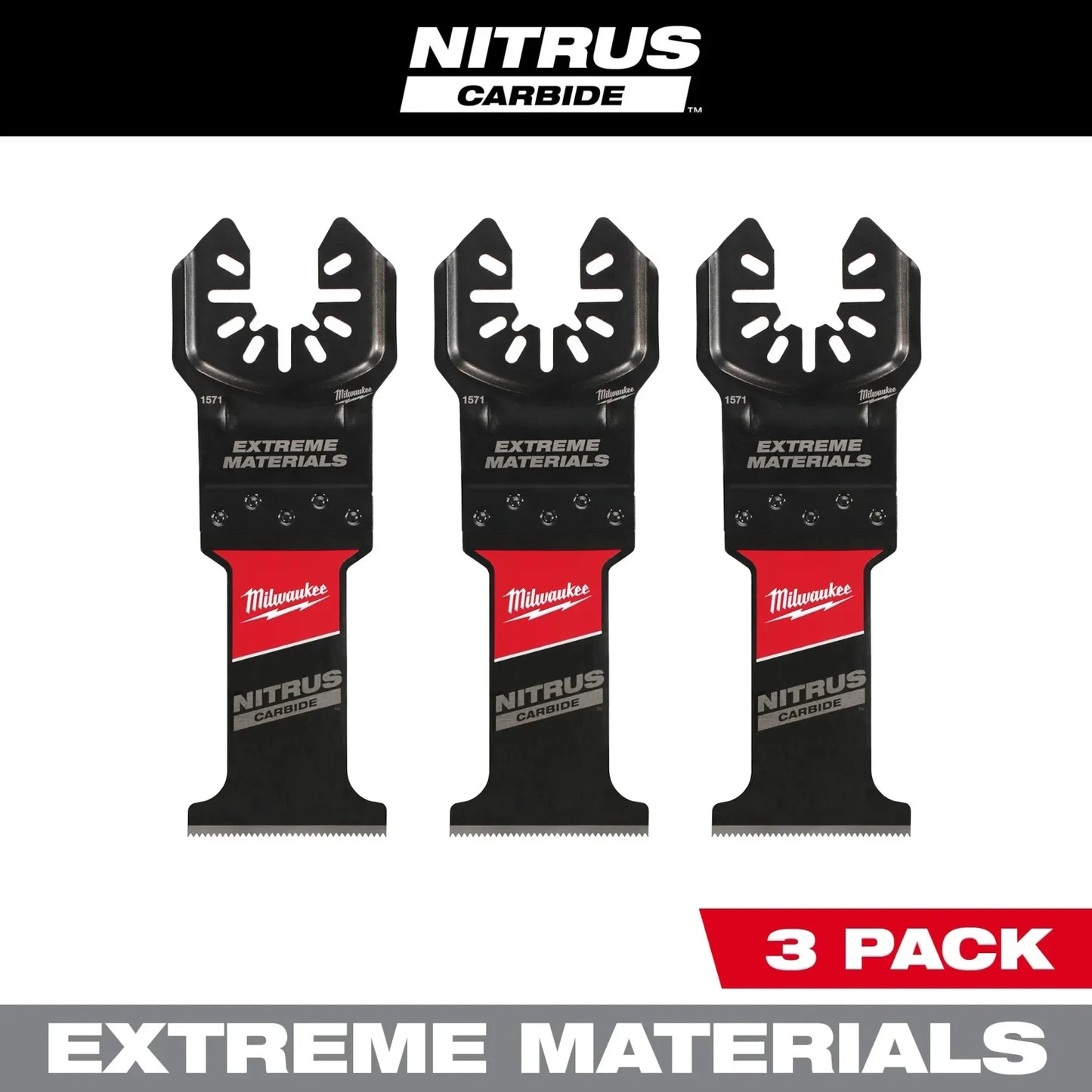 Milwaukee Tool 49-25-1573 NITRUS Carbide Extreme Materials Universal Fit OPEN-LOK Multi-Tool Blade, 3 EA/PK