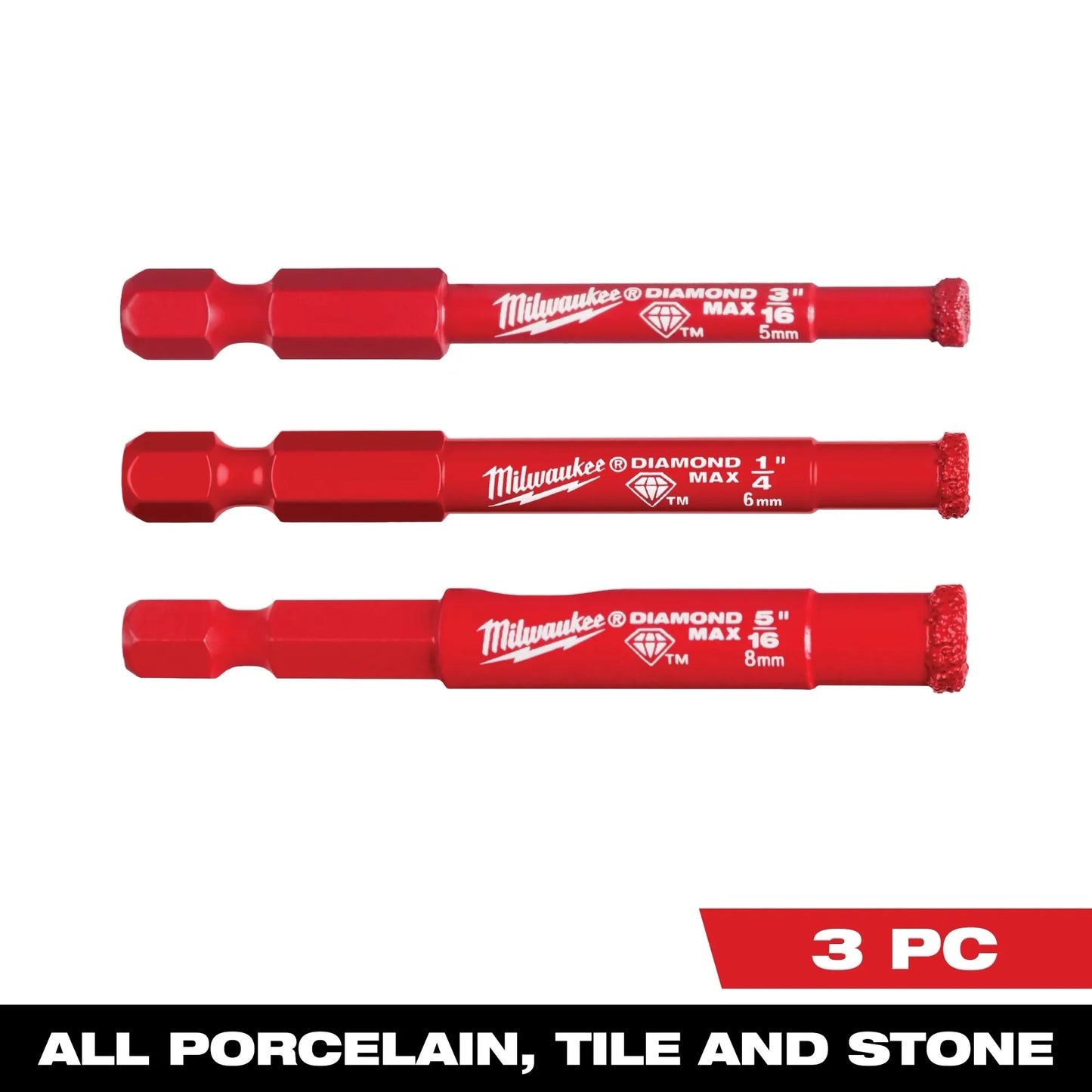 Milwaukee Tool 49-56-0500 3PC DIAMOND MAX™ Hole Saw Bit Set, 1 ST