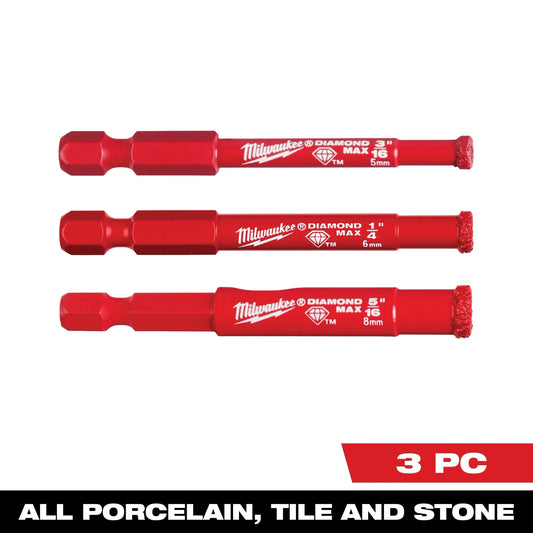Milwaukee Tool 49-56-0500 3PC DIAMOND MAX™ Hole Saw Bit Set, 1 ST