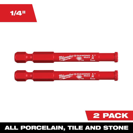 Milwaukee Tool 49-56-0501 1/4" DIAMOND MAX™ Hole Saw Bits - (2 Pk), 1 PK