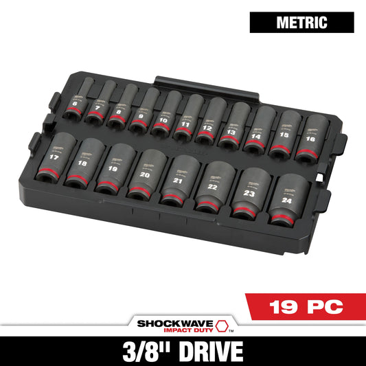 Milwaukee Tool 49-66-6816 19PC SHOCKWAVE™ Impact Duty Socket 3/8” Drive MM TRAY Set, 1 ST