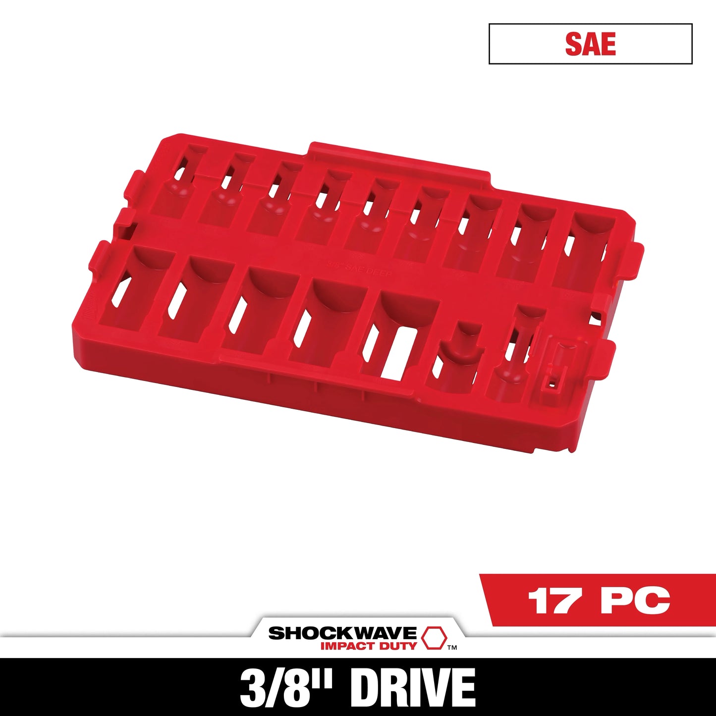 Milwaukee Tool 49-66-6830 17PC SHOCKWAVE™ Impact Duty Socket 3/8” Drive SAE TRAY ONLY, 6 ST/PK