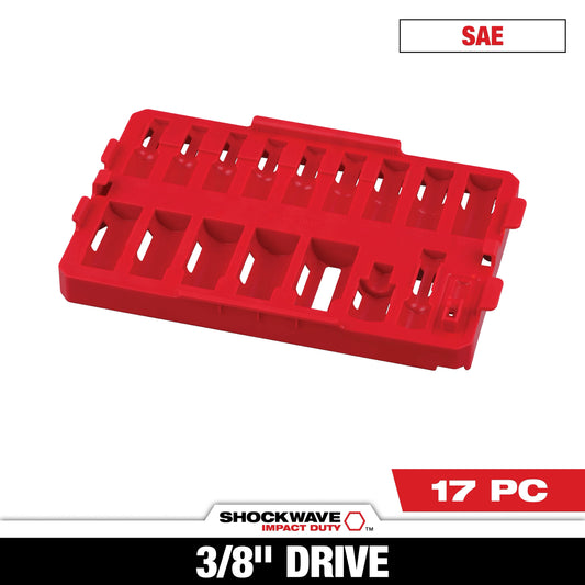 Milwaukee Tool 49-66-6830 17PC SHOCKWAVE™ Impact Duty Socket 3/8” Drive SAE TRAY ONLY, 6 ST/PK