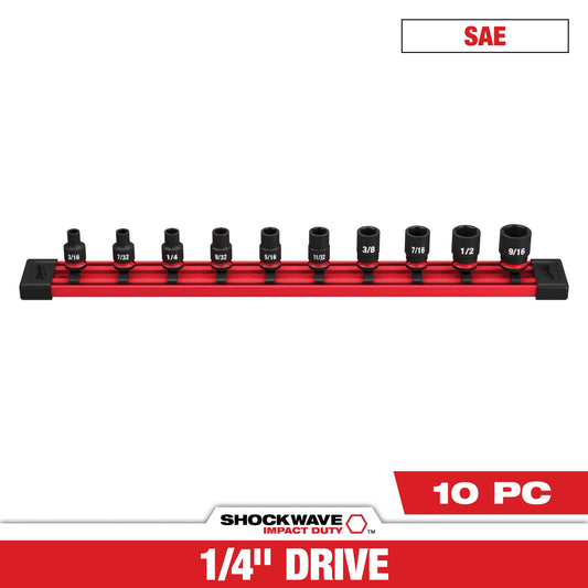 Milwaukee Tool 49-66-7000 10PC SHOCKWAVE™ Impact Duty SAE Standard 6 Point Socket Set, 1 ST